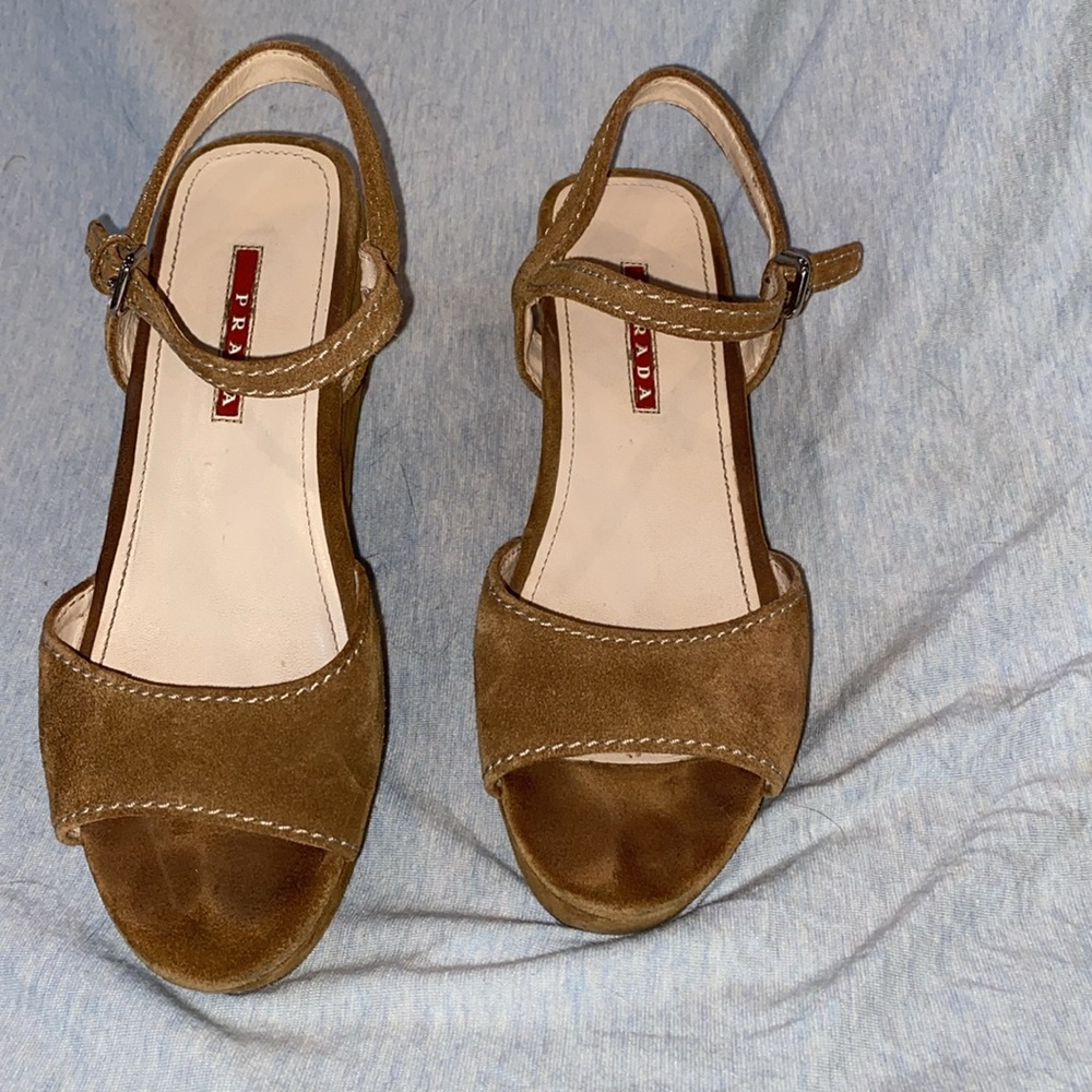 Prada brown suede platform sandals w adjustable ankle strap VGUC EU 37 - Picture 4 of 16